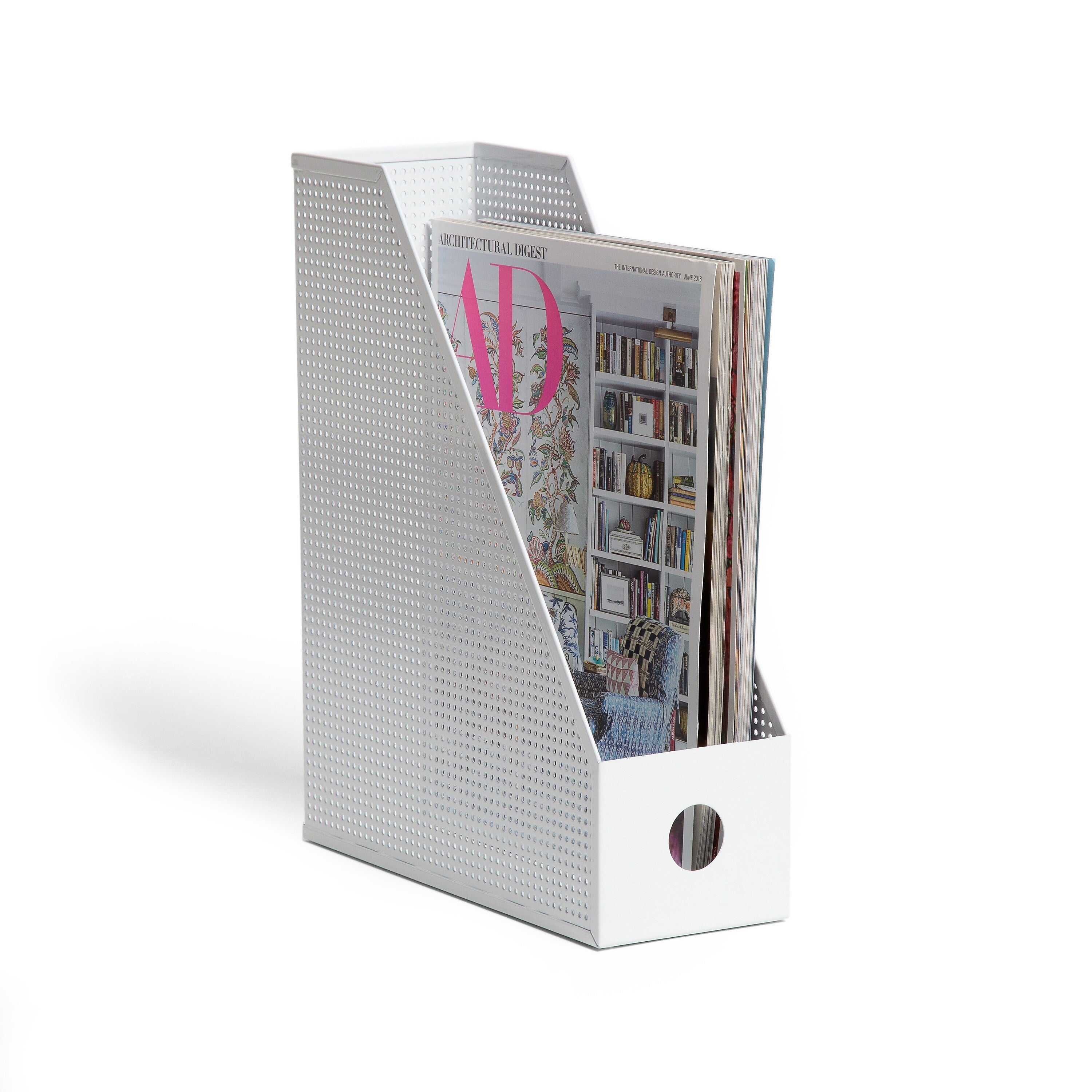 U Brands Perforated Metal Magazine Holder, White