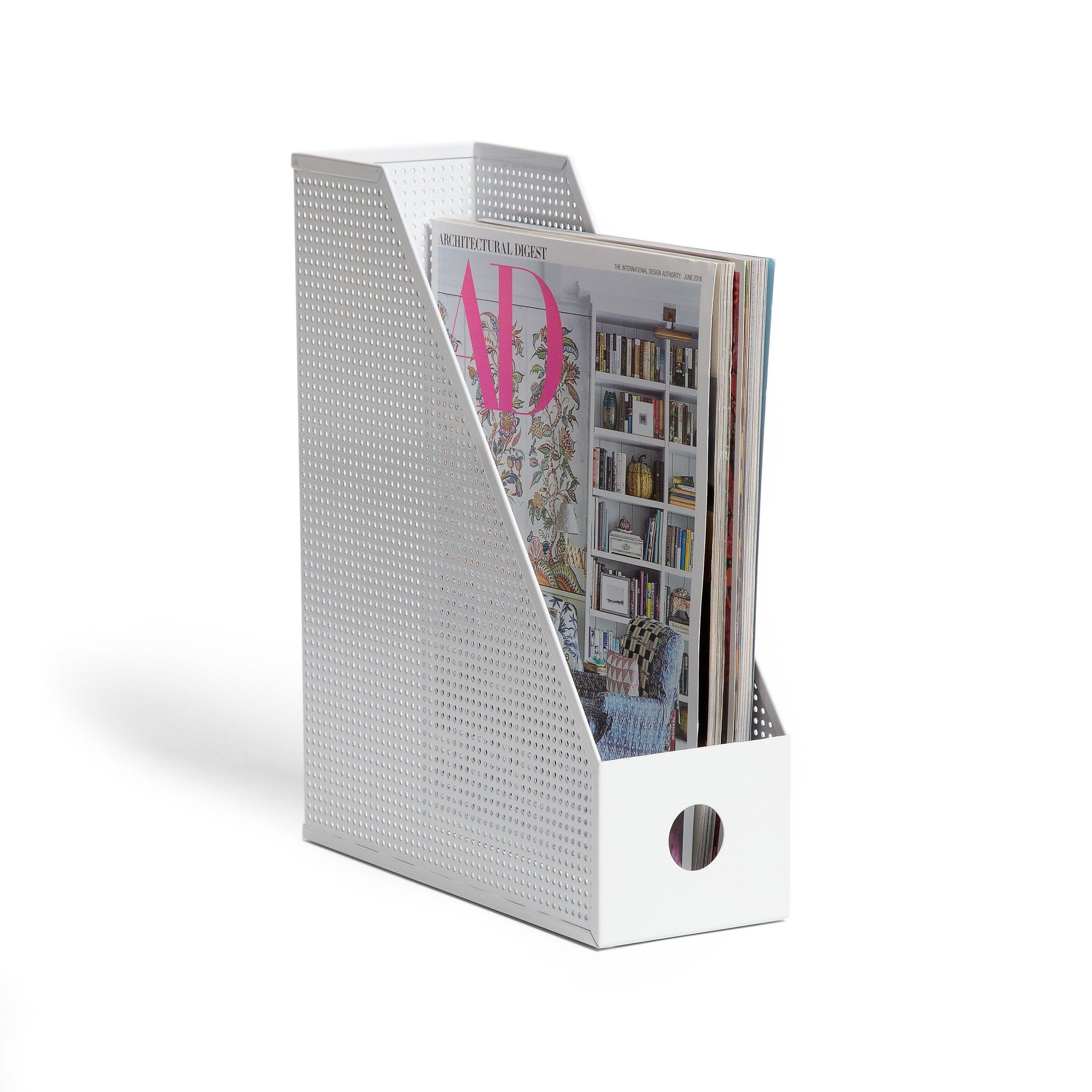 U Brands Perforated Metal Magazine Holder, White