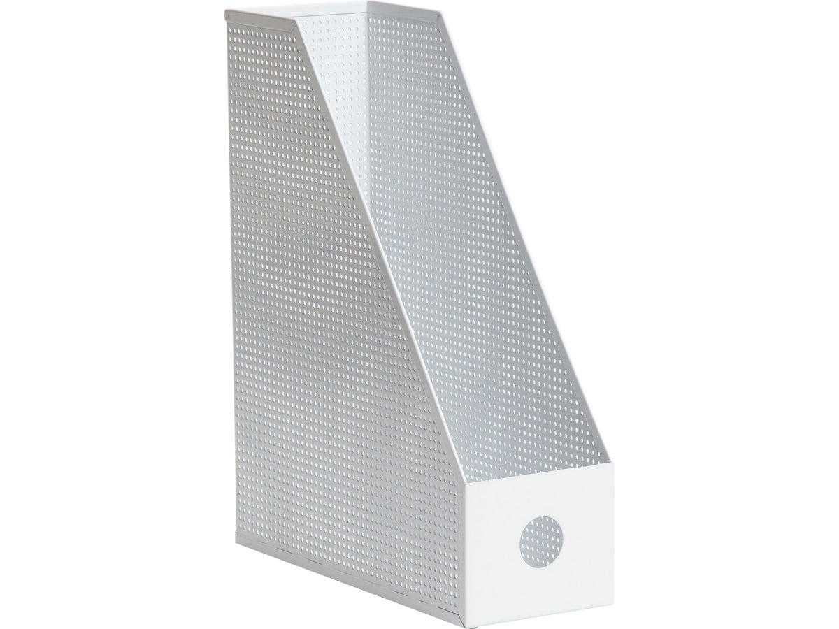 U Brands The Perforated Collection Metal Magazine File Holder, White