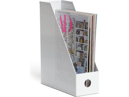 U Brands The Perforated Collection Metal Magazine File Holder, White