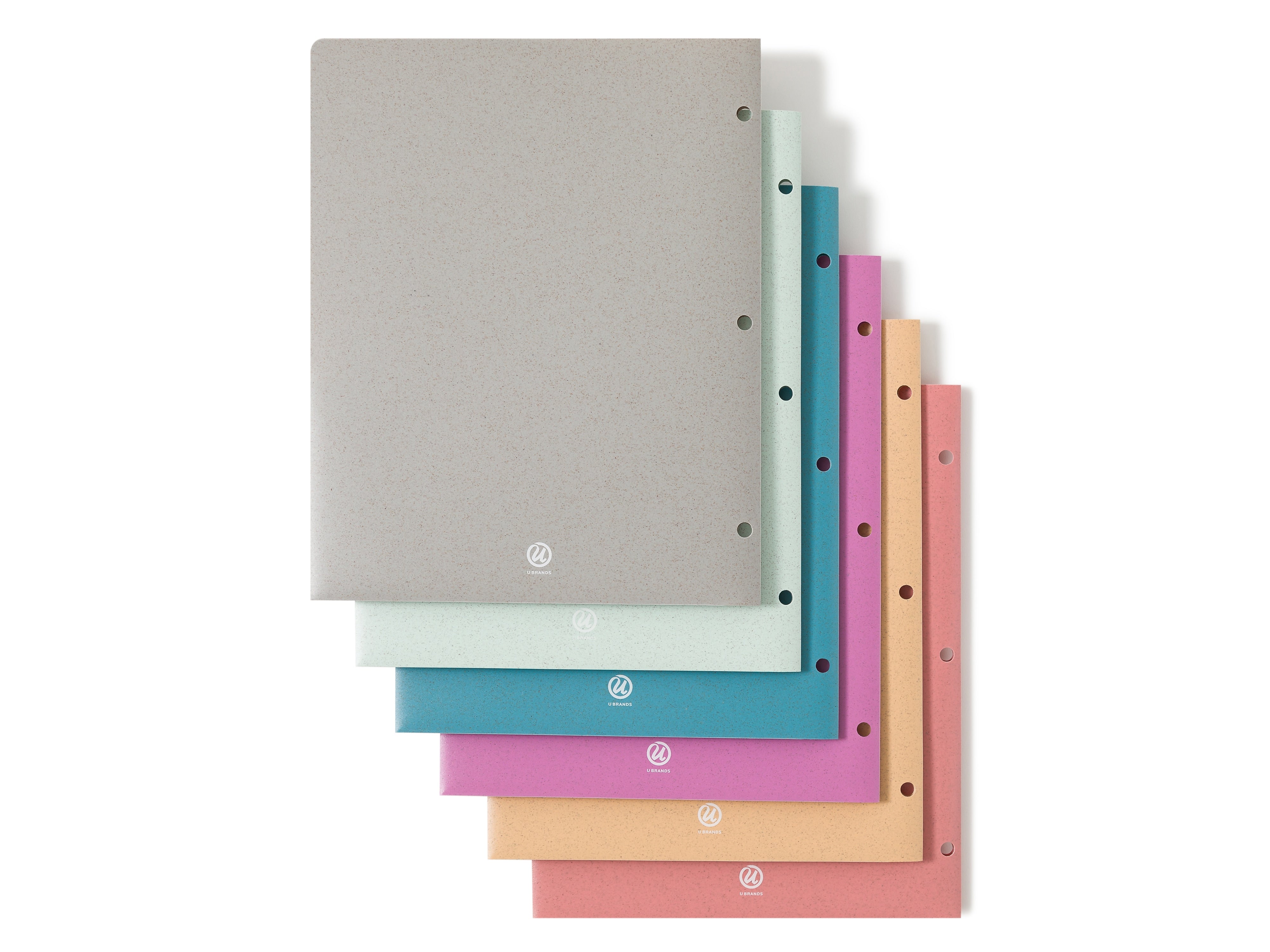 U Brands U-Eco 3-Hole Punched 2-Pocket Folders, Assorted Colors, 12/Pack