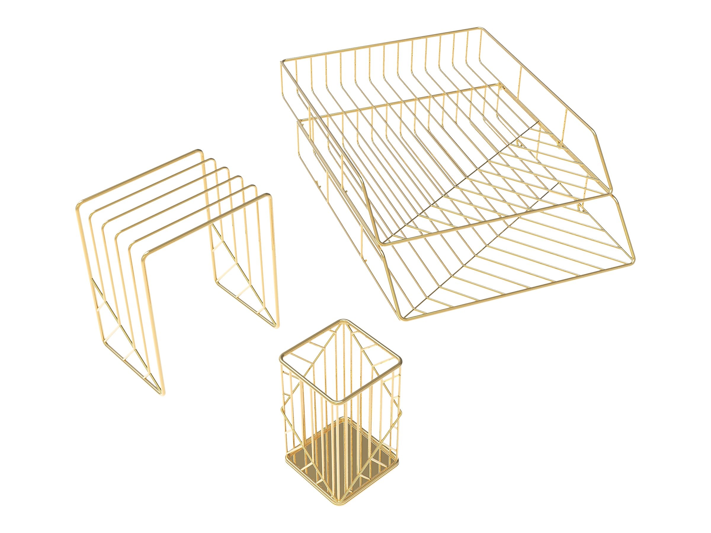 U Brands Vena Desk Organization Set, Gold Wire