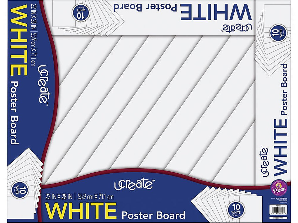 uCreate Poster Board, 2.3' x 1.8', White, 10/Pack