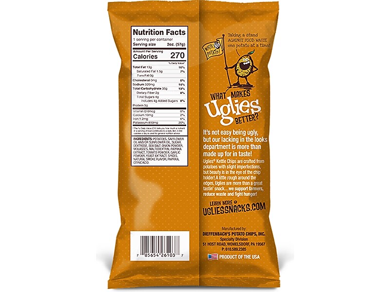 Uglies Gluten-Free Barbecue Kettle Potato Chips, 2 oz., 24 Bags/Carton