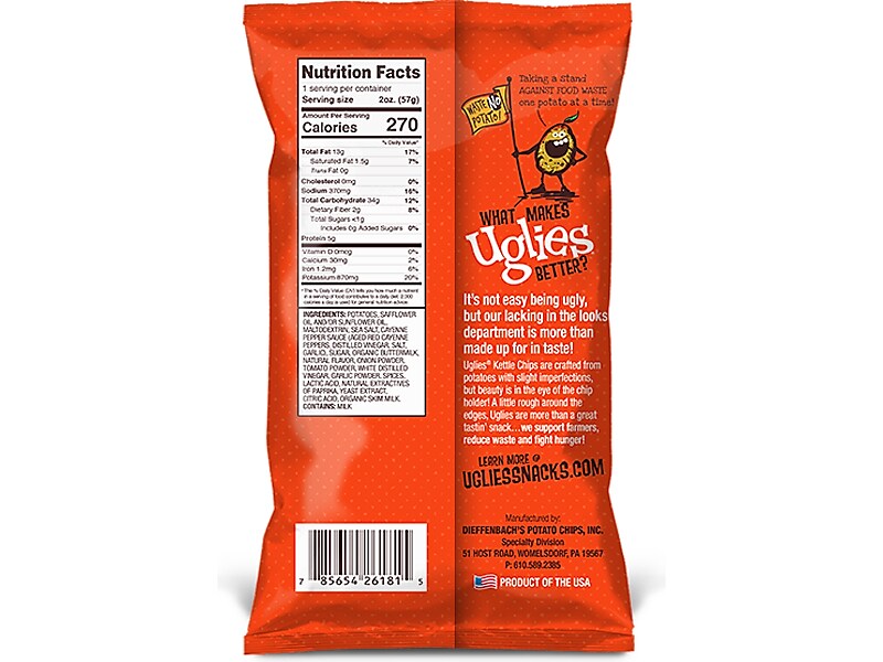 Uglies Gluten-Free Buffalo Ranch Kettle Potato Chips, 2 oz., 24 Bags/Carton