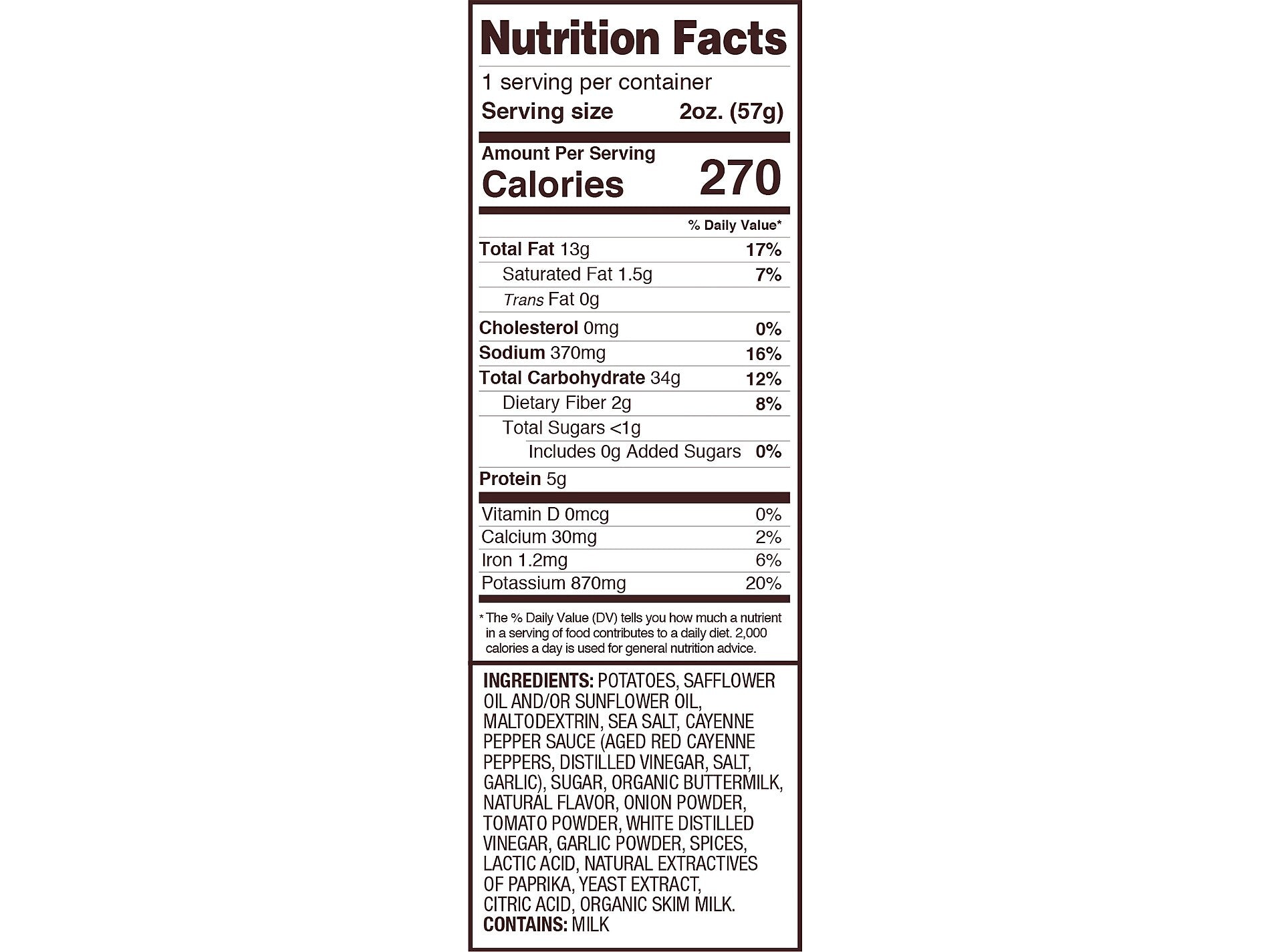 Uglies Gluten-Free Buffalo Ranch Kettle Potato Chips, 2 oz., 24 Bags/Carton