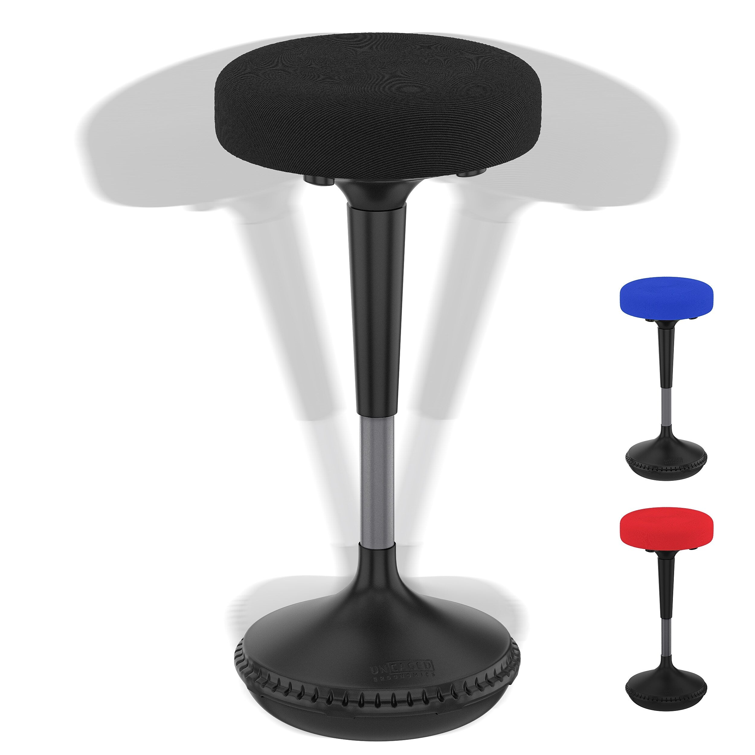 Uncaged Ergonomics Armless Wobble Active Office Stool, Black
