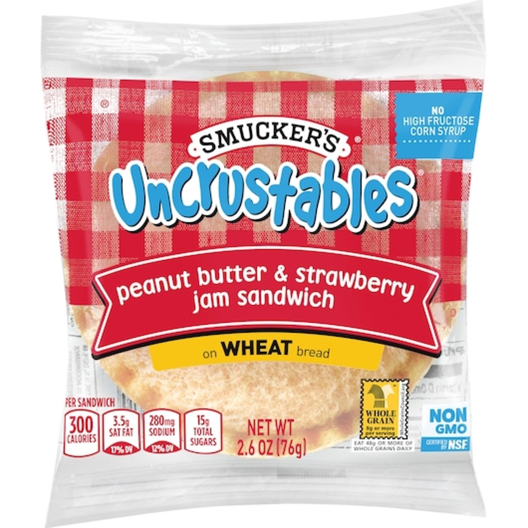 Uncrustables Wheat Peanut Butter & Strawberry, 2.6 oz, 48/Count