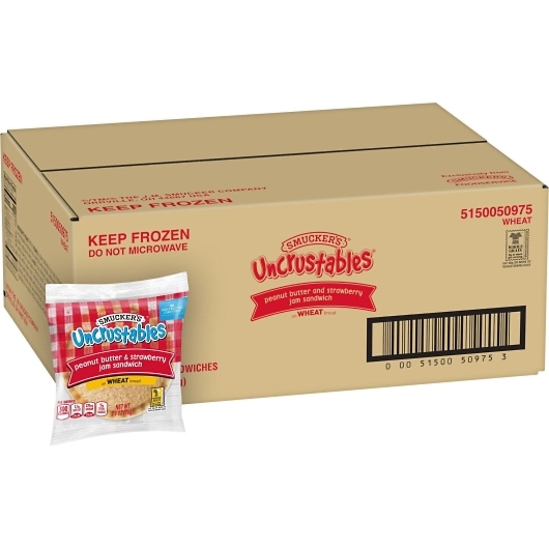 Uncrustables Wheat Peanut Butter & Strawberry, 2.6 oz, 48/Count