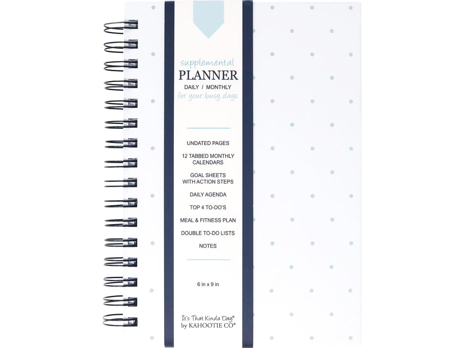 Undated Kahootie Co. 6" x 9" Planner, It's That Kinda Day, Teal Mini Dots