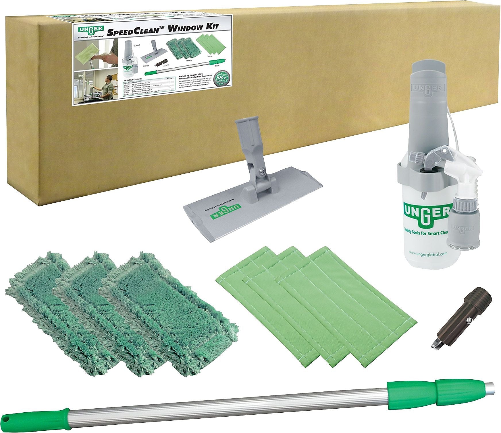 Unger SpeedClean Telescoping Window Cleaning Kit, Multicolor