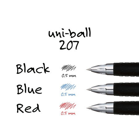 uni-ball 207 Retractable Gel Pens, Micro Point, Black Ink, 4/Pack