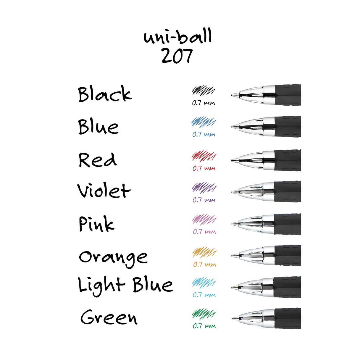 uni-ball 207 Signo RT Retractable Gel Pens, Medium Point, Black Ink, 4 Pack