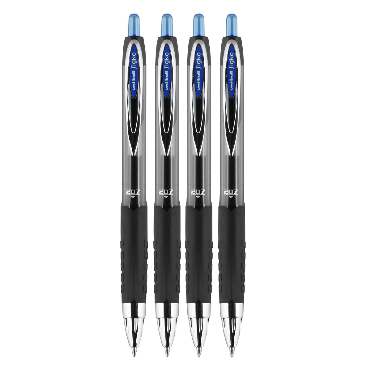 uni-ball 207 Signo RT Retractable Gel Pens, Medium Point, Blue Ink, 4 Pack