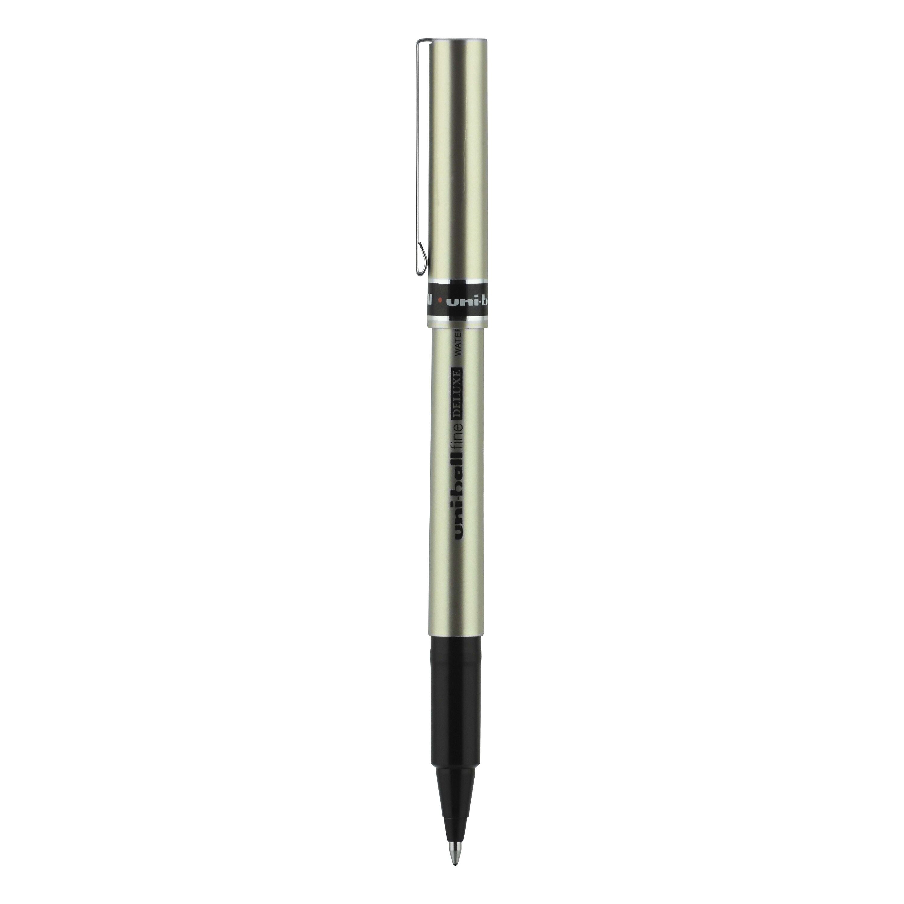 uni-ball Deluxe Rollerball Pens, Fine Point, Black Ink, 12/Pack