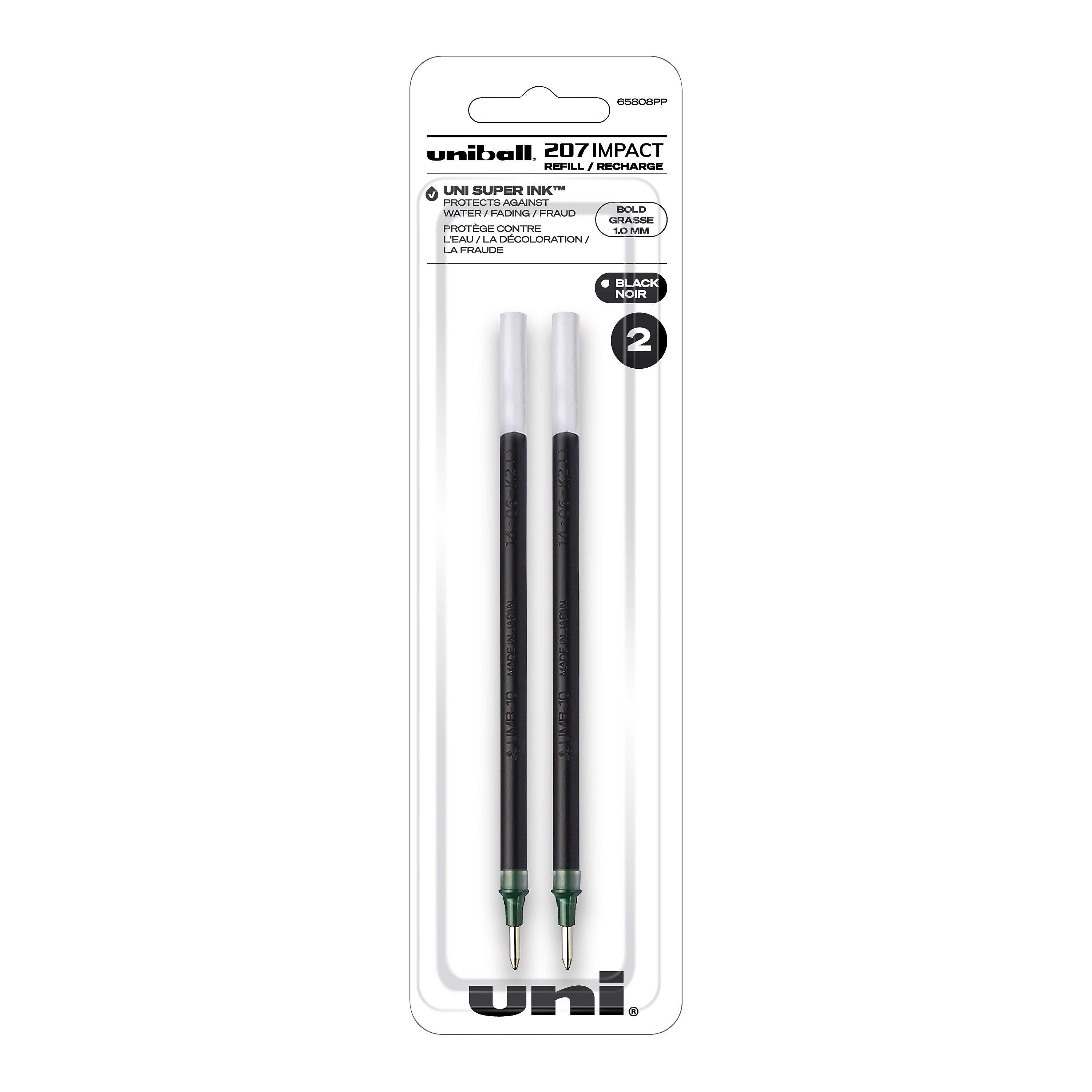 uni-ball Impact Gel-Ink Pen Refill, Bold Tip, Black Ink, 2/Pack