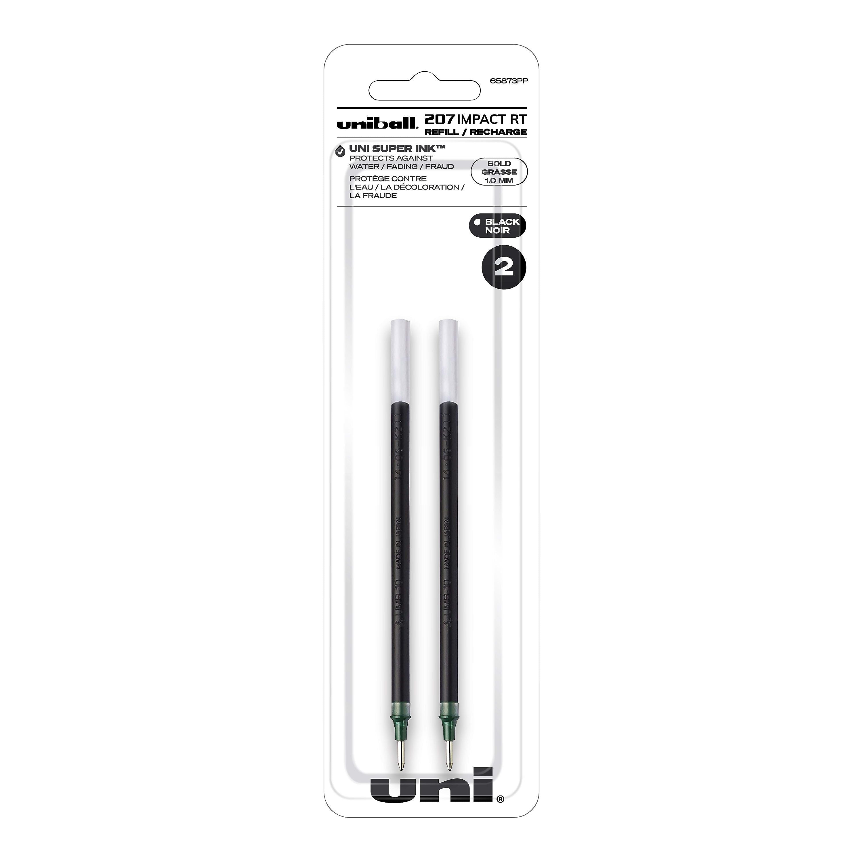 uni-ball Impact RT Gel-Ink Pen Refills, Bold Tip, Black Ink, 2/Pack