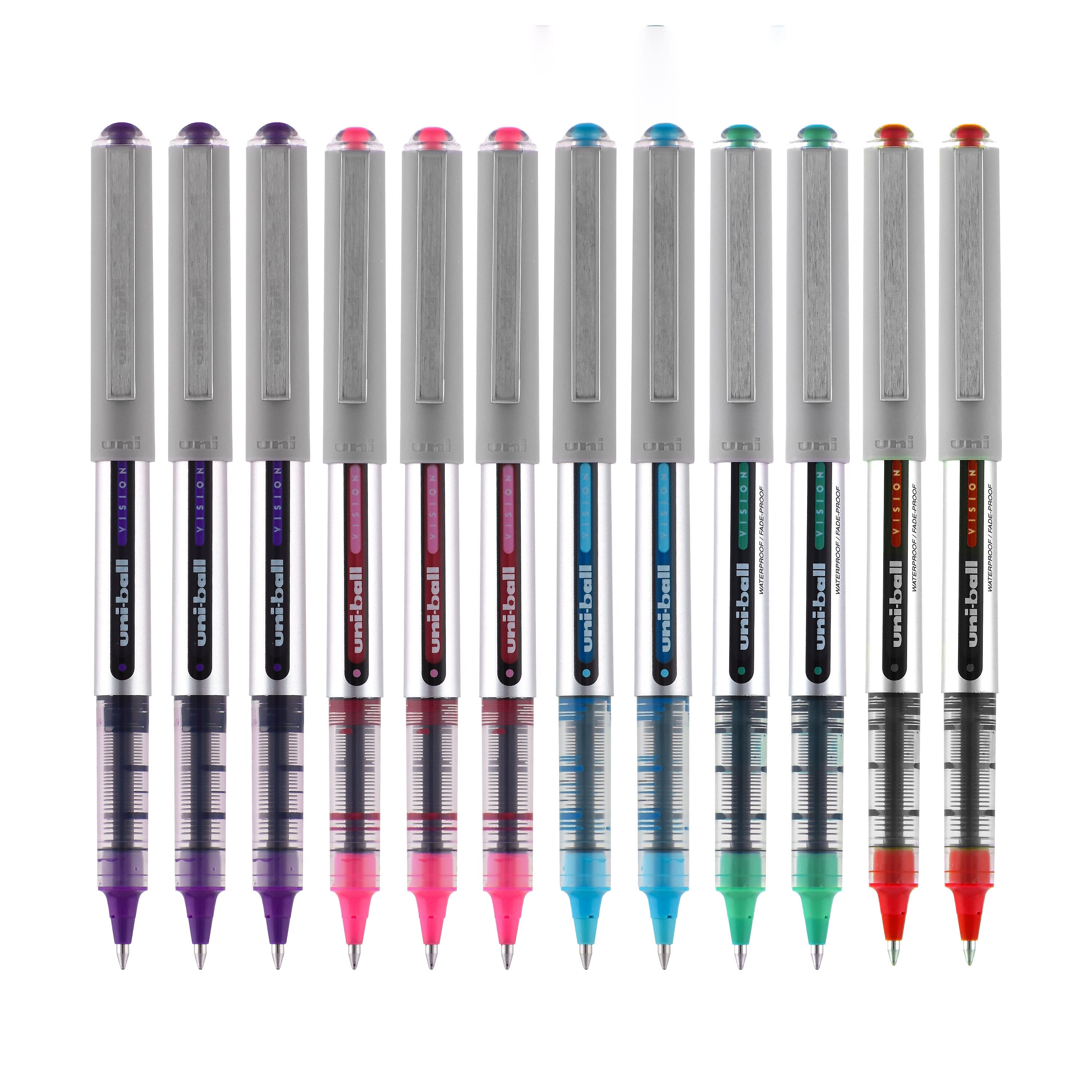 uni-ball Vision Designer Rollerball Pens, 0.7mm, Fine Point, Assorted Ink, 12/Pack