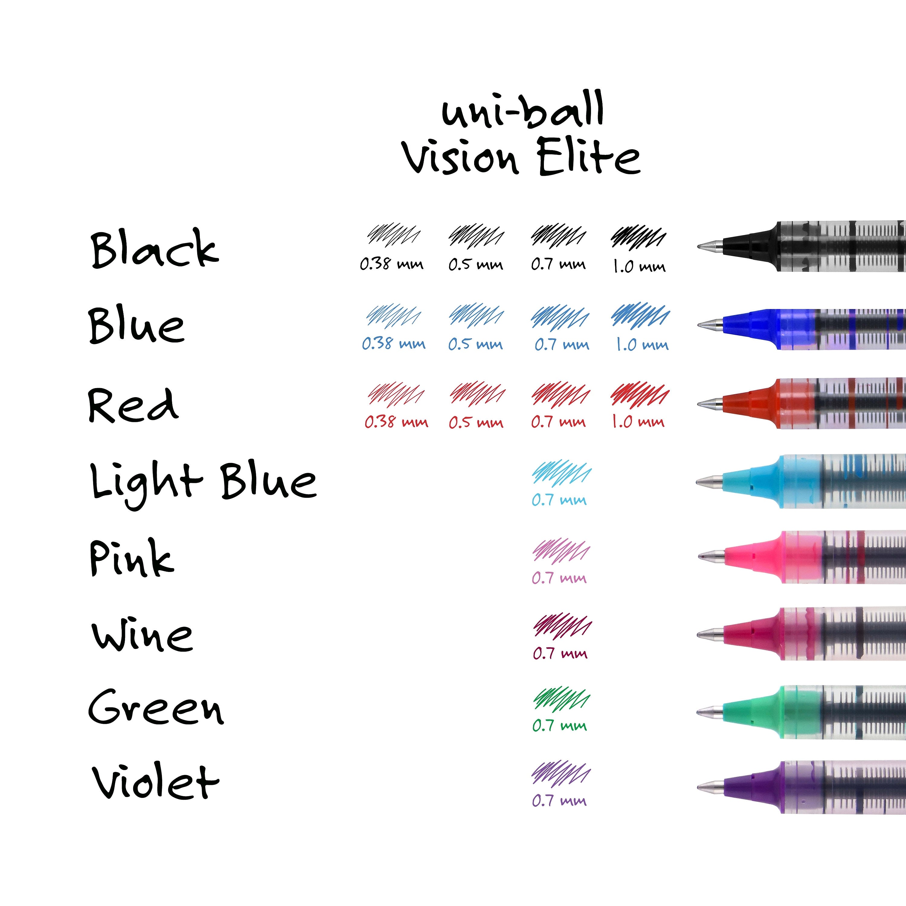 uni-ball Vision Designer Rollerball Pens, 0.7mm, Fine Point, Assorted Ink, 12/Pack