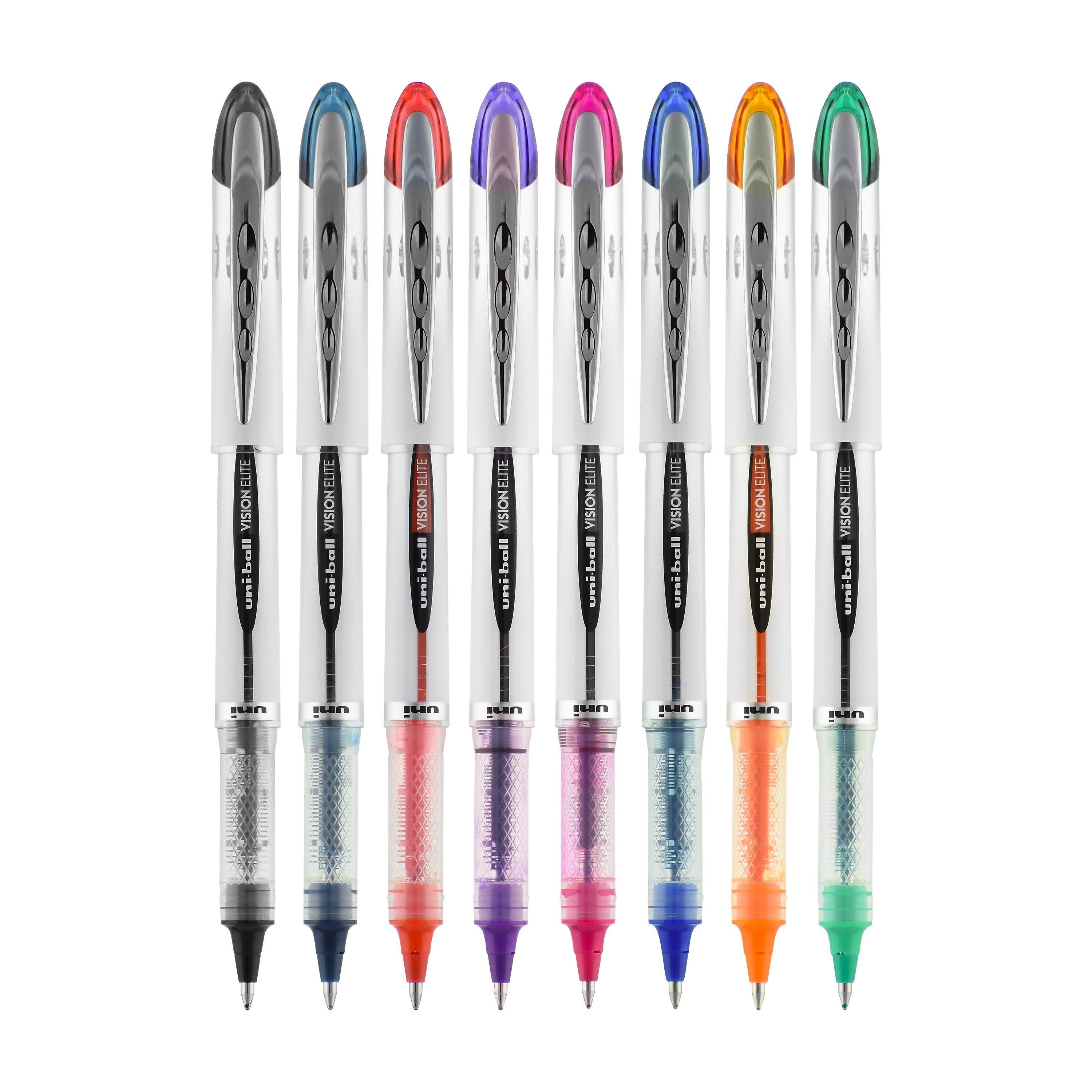 uni-ball Vision Elite Rollerball Pens, Bold Point, Assorted Colors Ink, 8/Pack