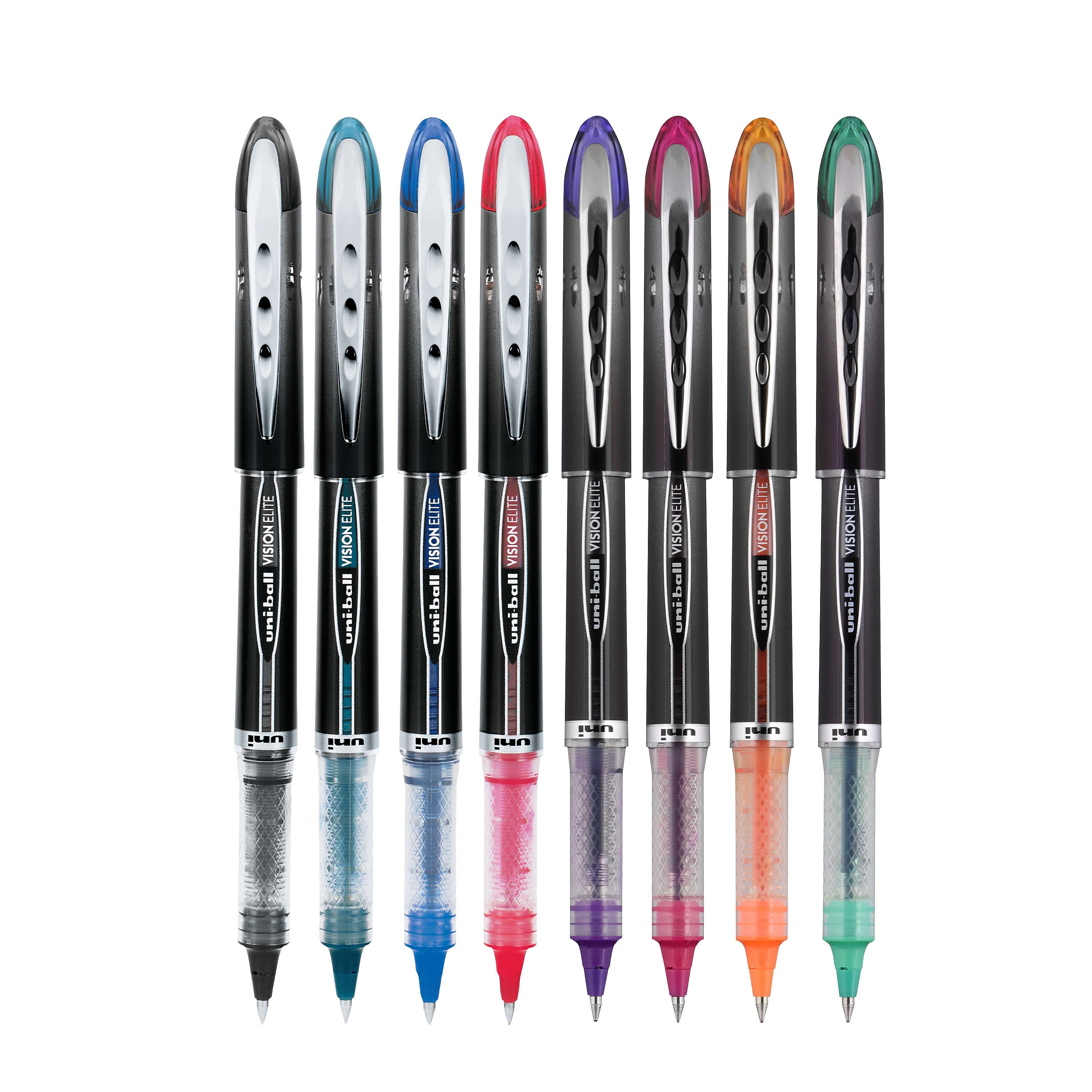 uni-ball Vision Elite Rollerball Pens, Micro Point, Assorted Colors Ink, 8 Pack