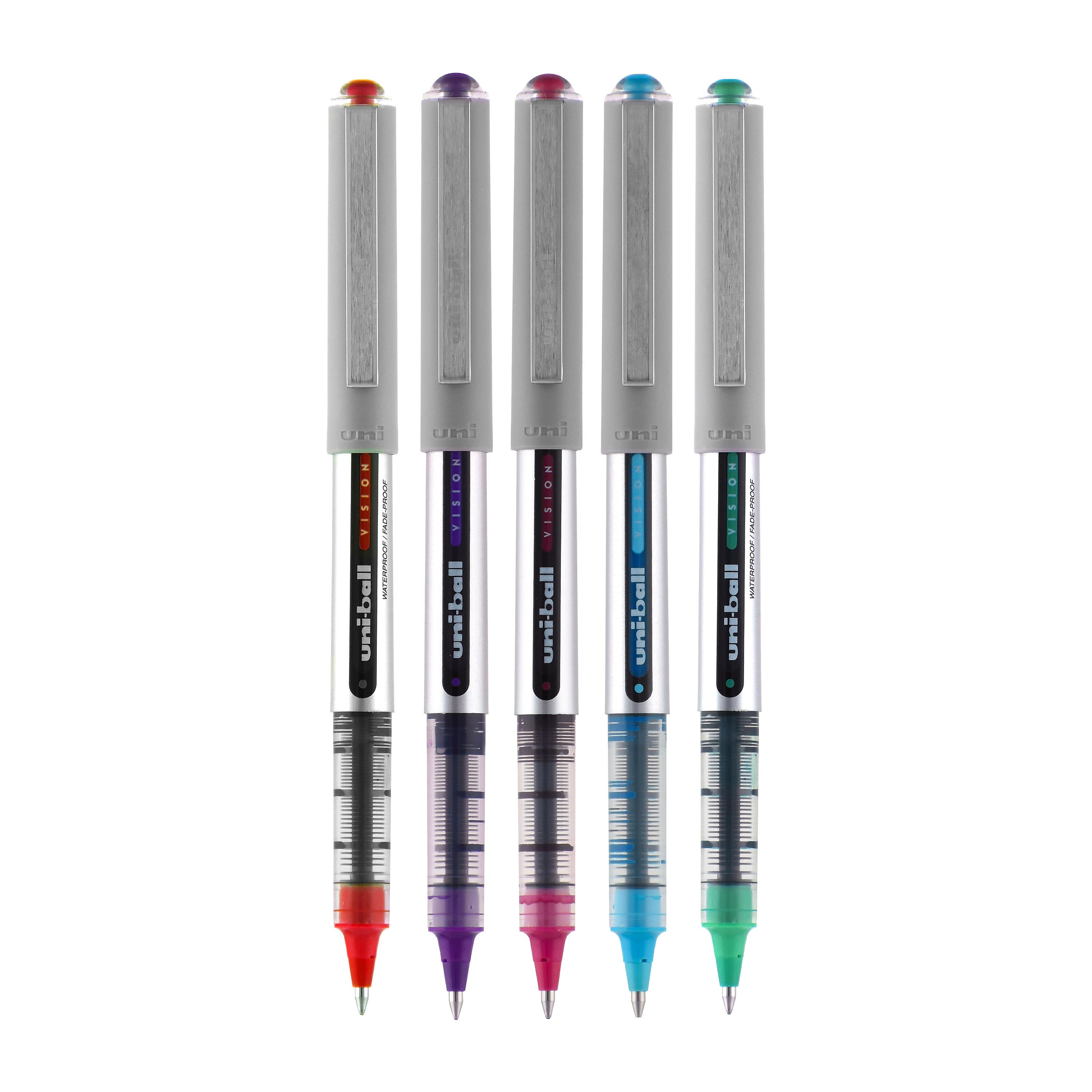 uni-ball VISION Rollerball Pens, Fine Point, Assorted Colors Ink, 5/Pack