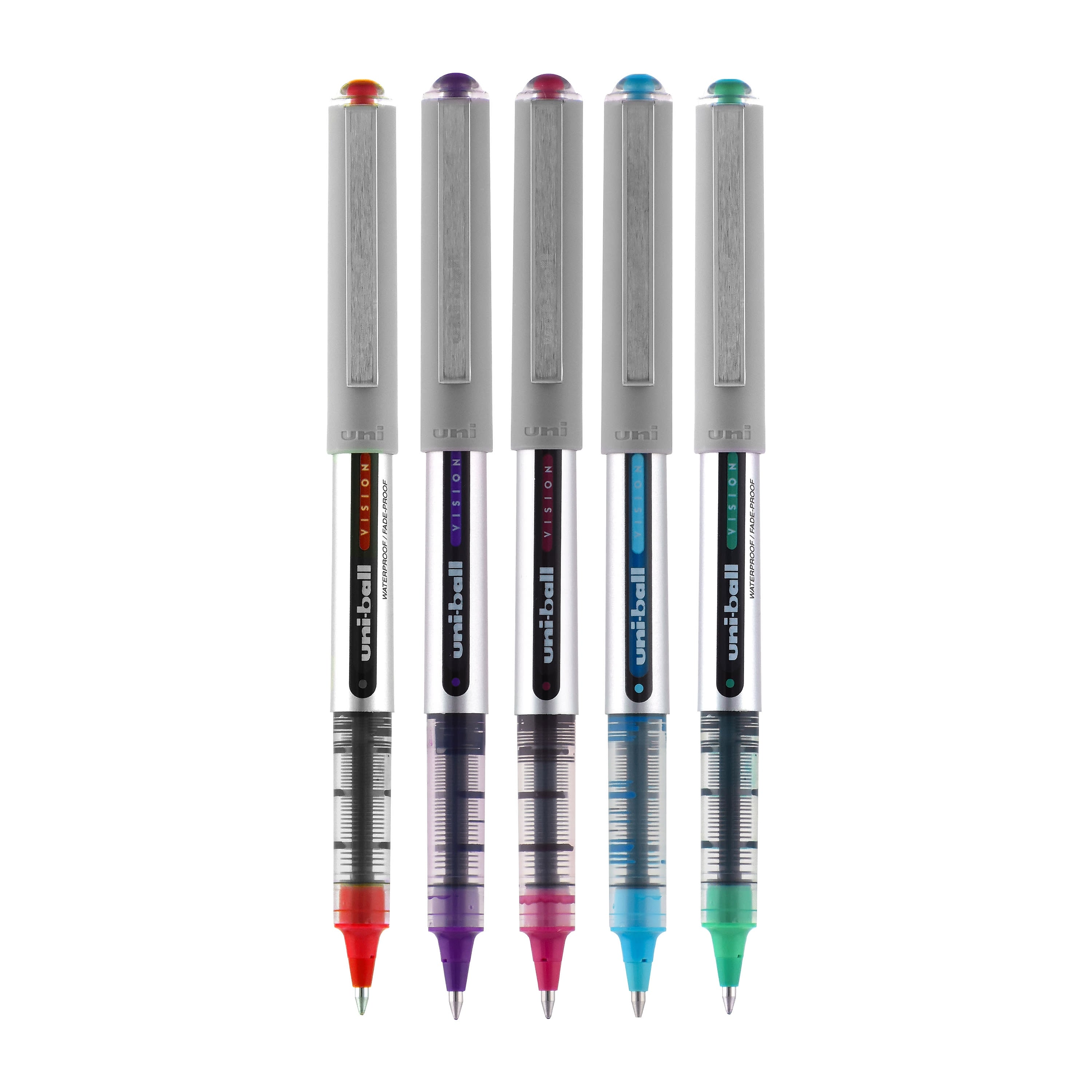 uni-ball VISION Rollerball Pens, Fine Point, Assorted Colors Ink, 5/Pack