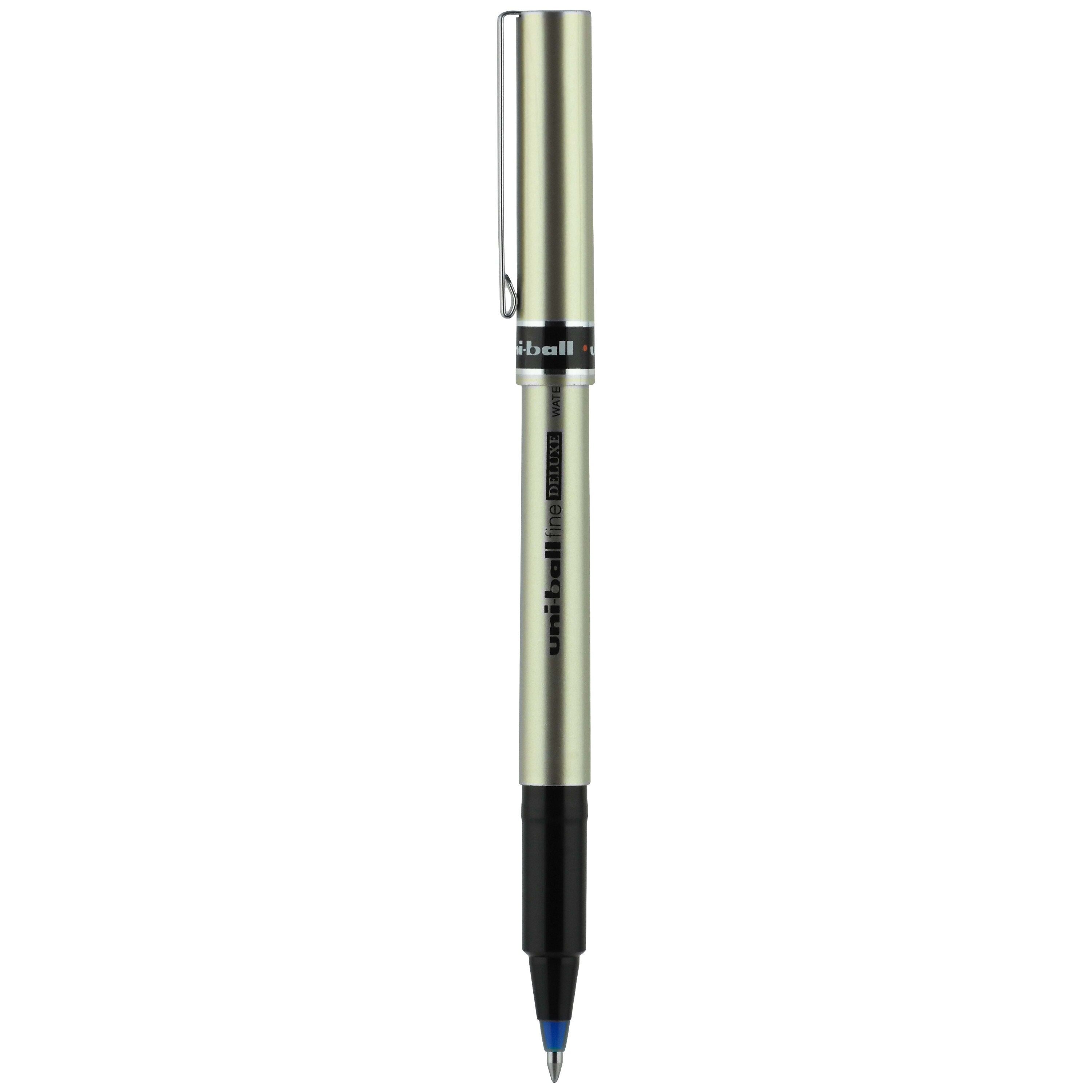 Uni Deluxe Rollerball Pen,Fine Point, Blue Ink, Dozen