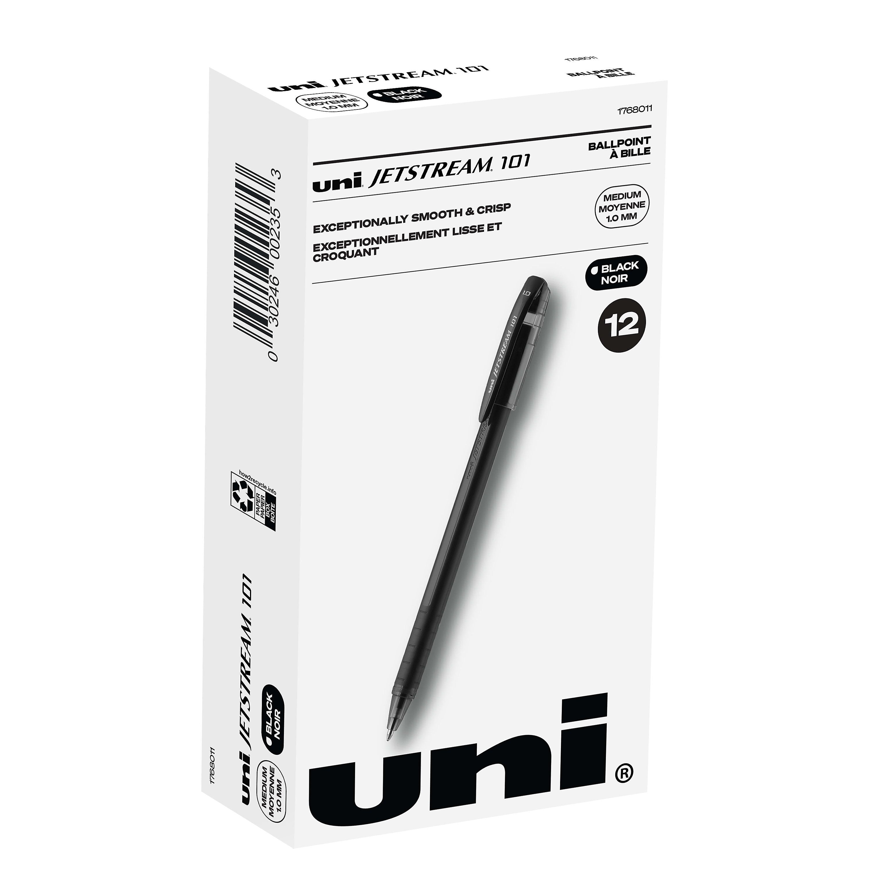 uni Jetstream 101 Ballpoint Pens, Medium Point, 1.0mm, Black Ink, Dozen