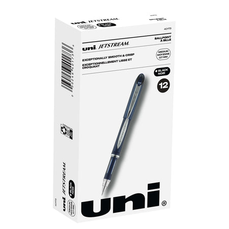 uni Jetstream Ballpoint Pen, Fine Point, 0.7mm, Black Ink, Dozen