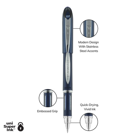 uni Jetstream Ballpoint Pen, Fine Point, 0.7mm, Black Ink, Dozen