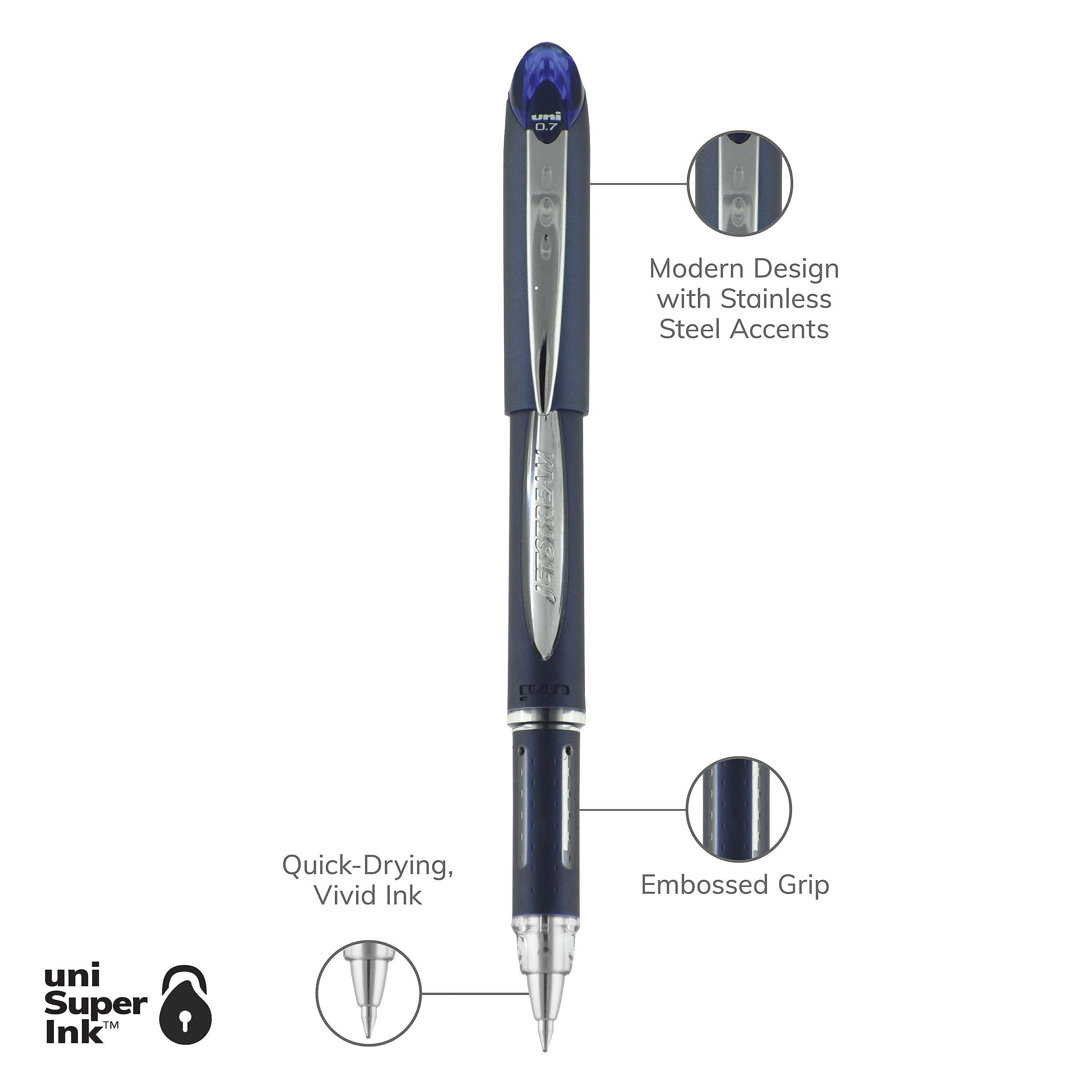 uni Jetstream Ballpoint Pen, Fine Point, 0.7mm, Blue Ink, Dozen