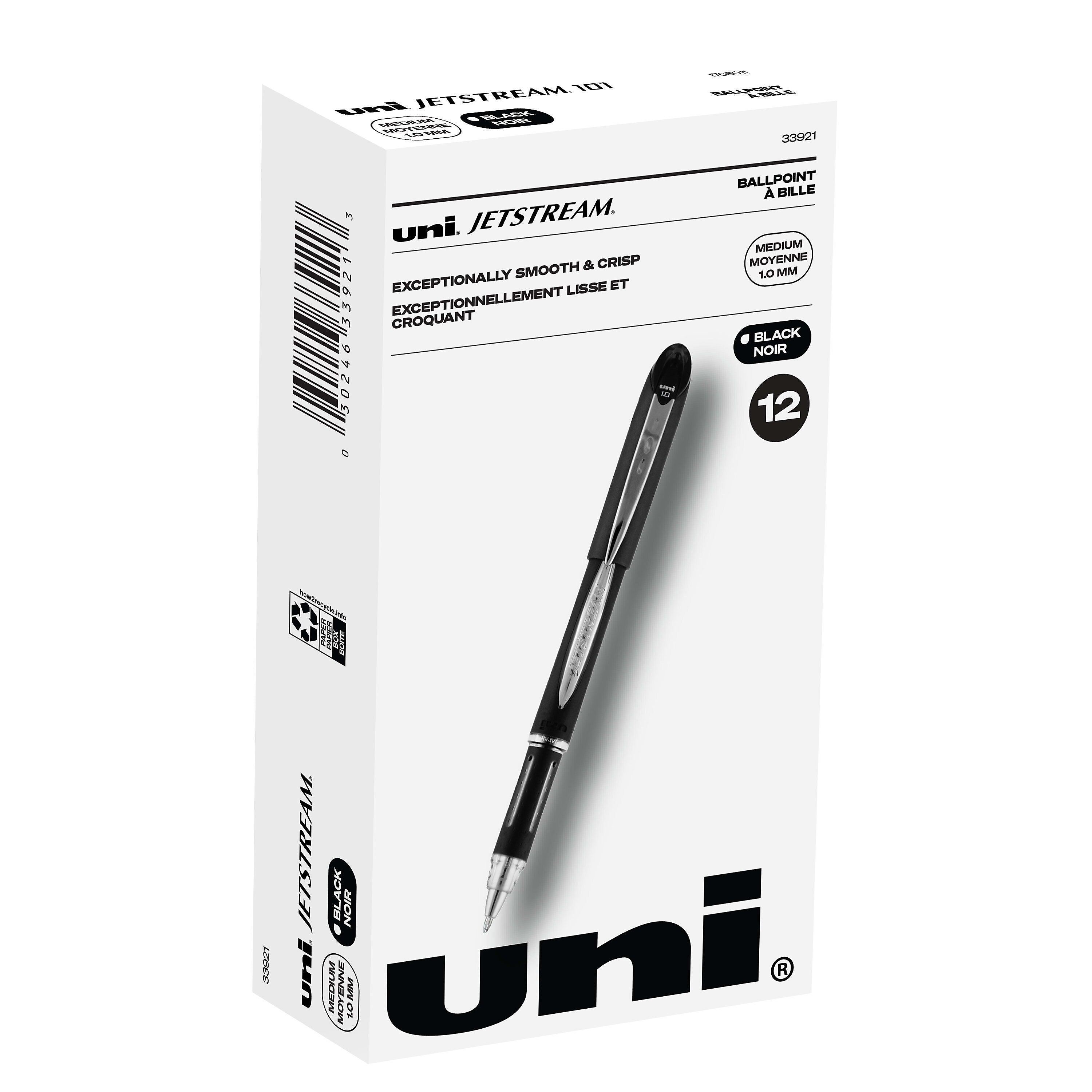 uni Jetstream Ballpoint Pens, Medium Point, 1.0mm, Black Ink, Dozen