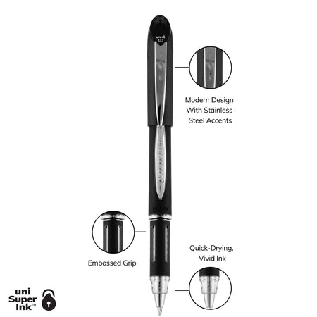 uni Jetstream Ballpoint Pens, Medium Point, 1.0mm, Black Ink, Dozen