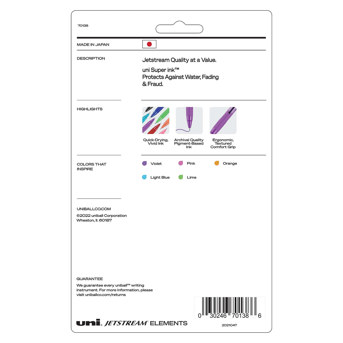 uni Jetstream Elements Ballpoint Pens, Medium Point, 1.0mm, Assorted Ink, 5/Pack