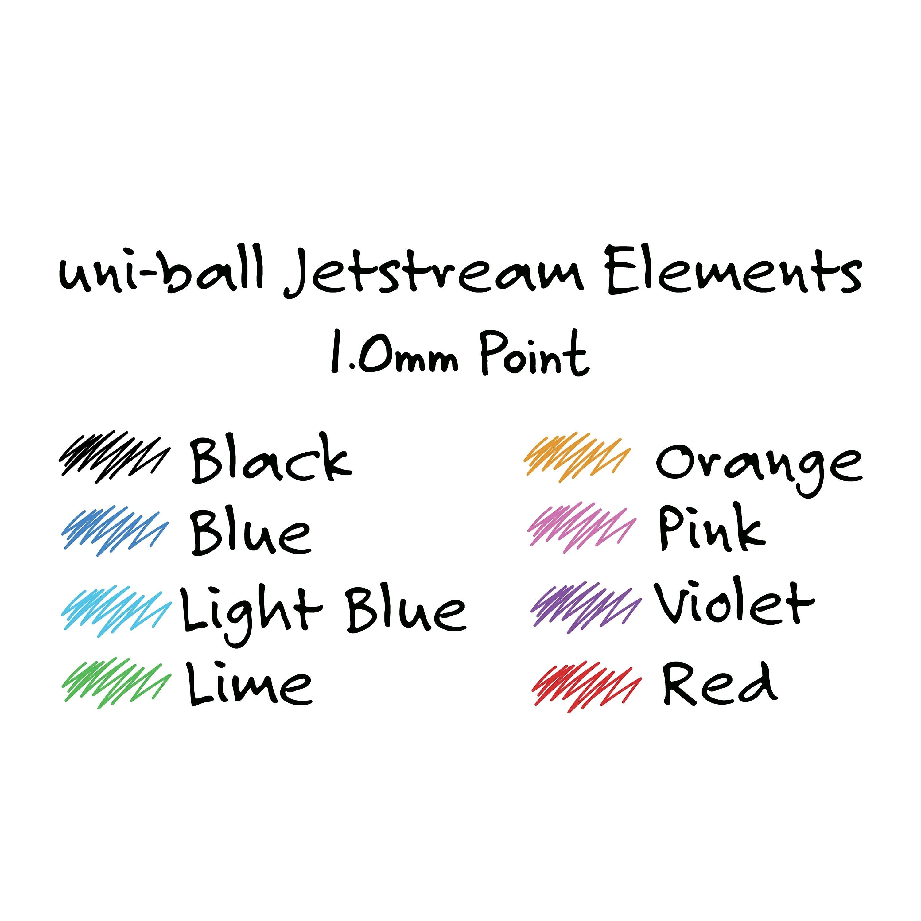 uni Jetstream Elements Ballpoint Pens, Medium Point, 1.0mm, Assorted Ink, 5/Pack