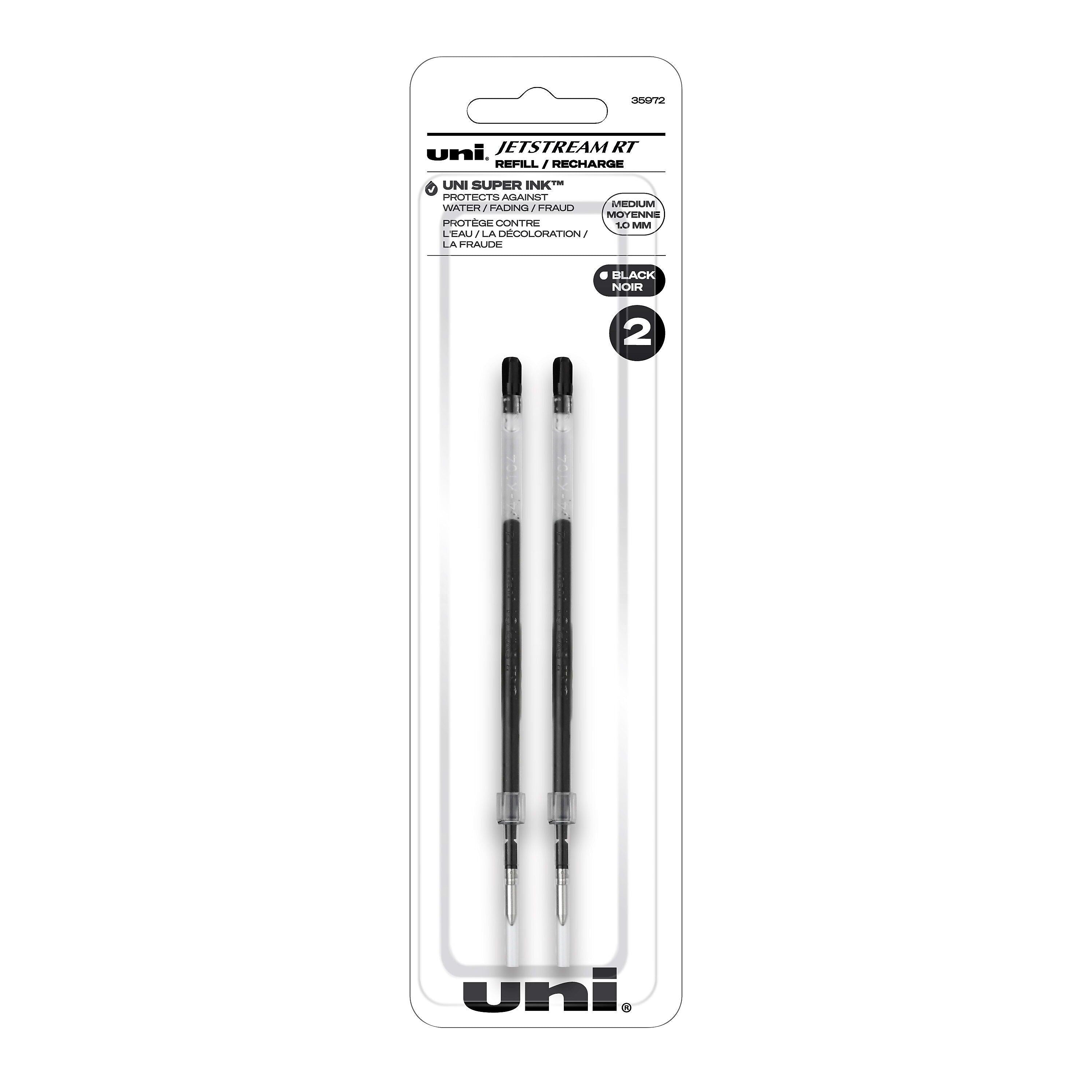 uni Jetstream RT Ballpoint Pen Refills, Medium Point, 1.0mm, Black Ink, 2/Pack