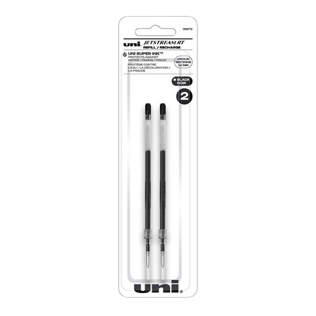 uni Jetstream RT Ballpoint Pen Refills, Medium Point, 1.0mm, Black Ink, 2/Pack