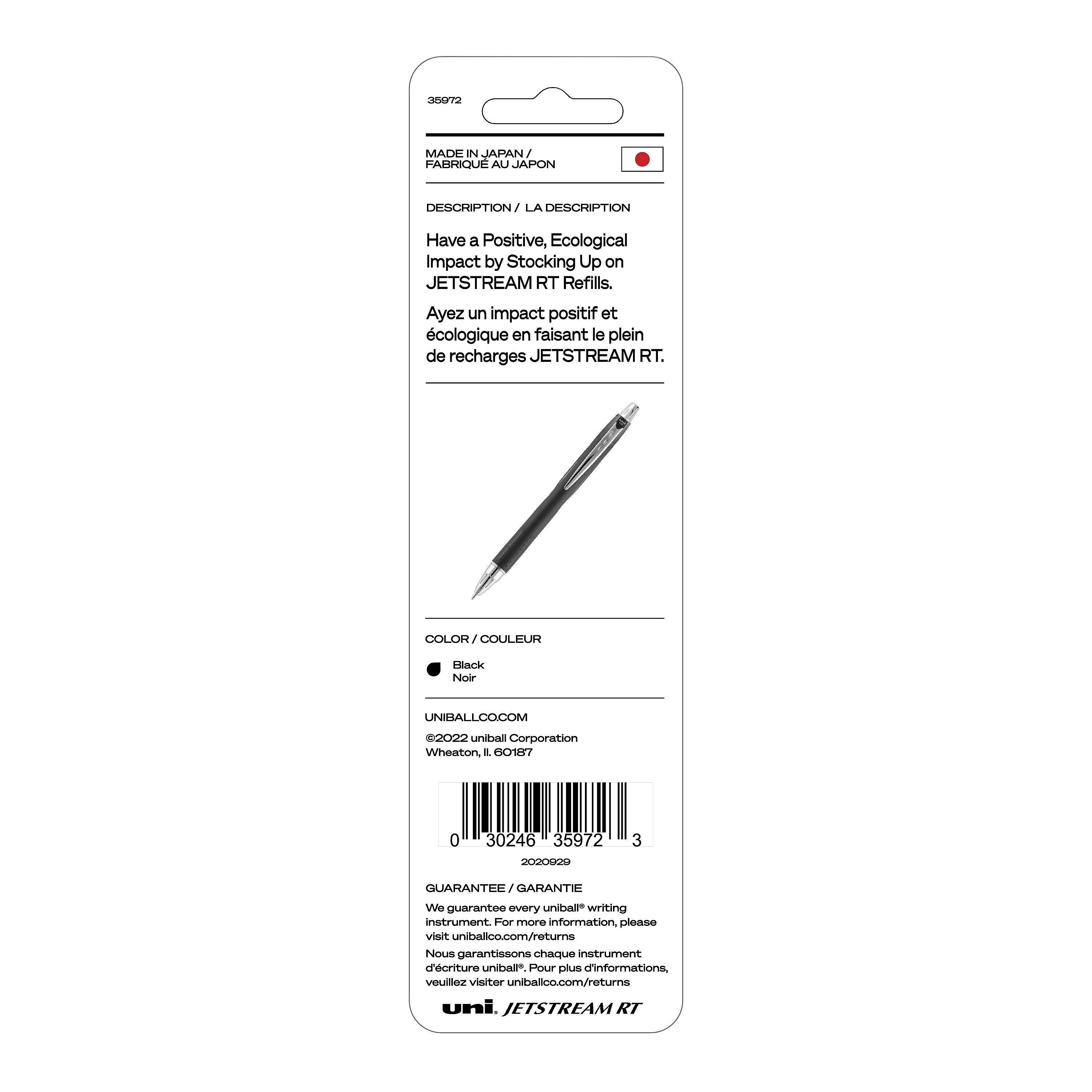 uni Jetstream RT Ballpoint Pen Refills, Medium Point, 1.0mm, Black Ink, 2/Pack