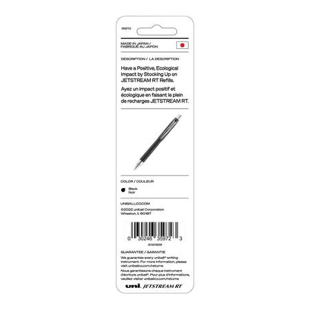 uni Jetstream RT Ballpoint Pen Refills, Medium Point, 1.0mm, Black Ink, 2/Pack