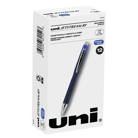 uni Jetstream RT Ballpoint Pens, Fine Point, 0.7mm, Blue Ink, Dozen