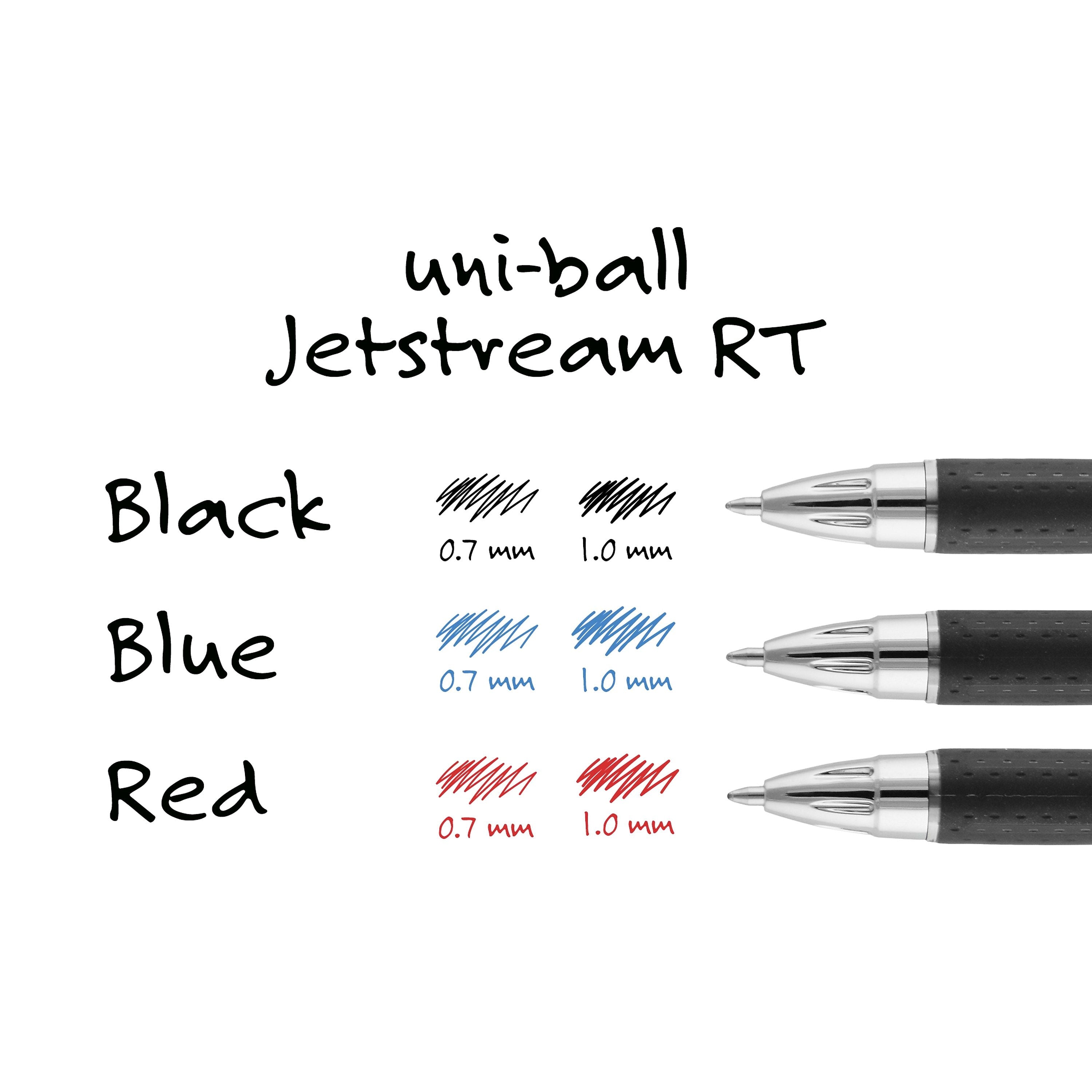 uni Jetstream RT Ballpoint Pens, Fine Point, 0.7mm, Blue Ink, Dozen