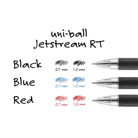 uni Jetstream RT Ballpoint Pens, Fine Point, 0.7mm, Blue Ink, Dozen