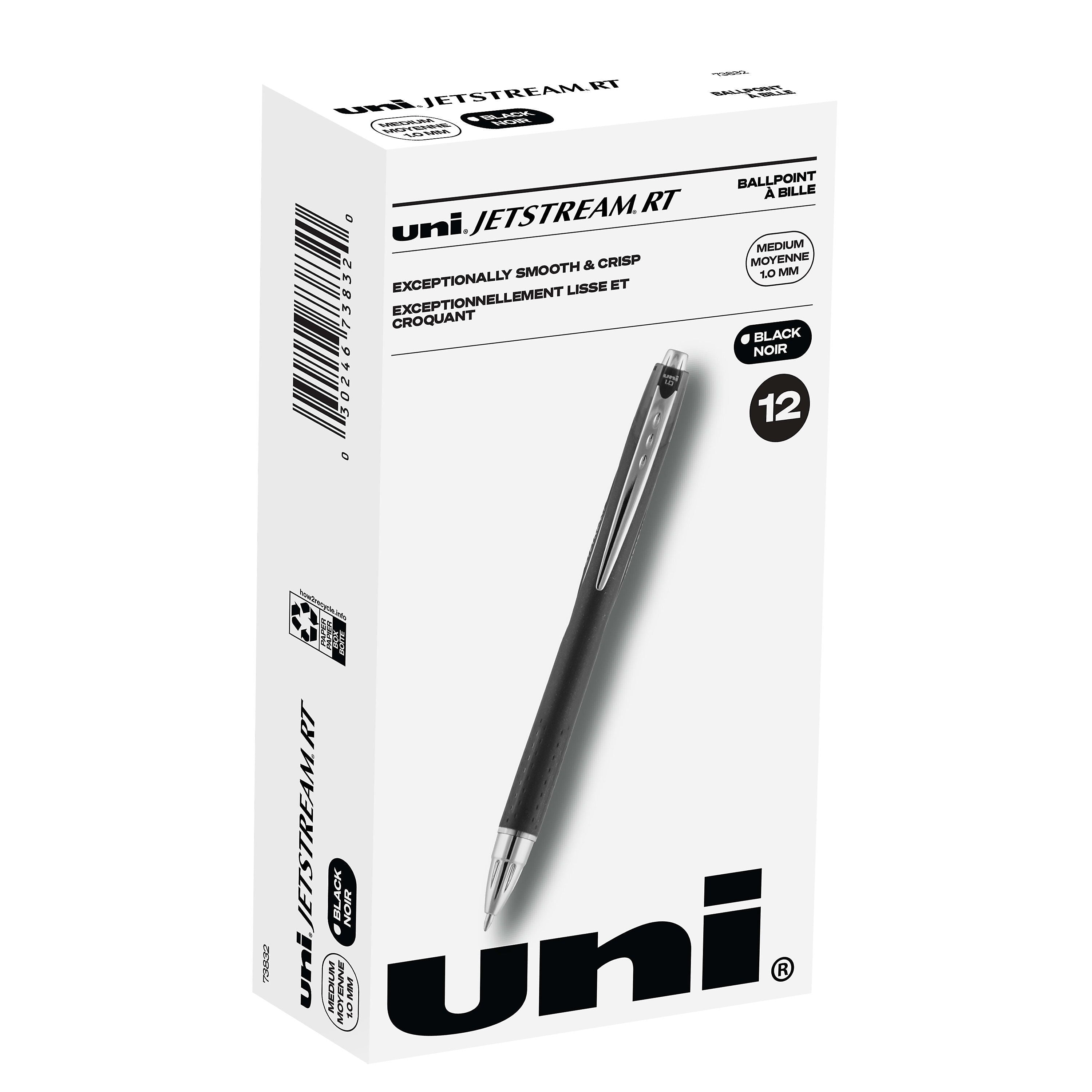 uni Jetstream RT Retractable Ballpoint Pen, Medium Point, 1.0mm, Black Ink, Dozen