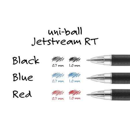 uni Jetstream RT Retractable Ballpoint Pen, Medium Point, 1.0mm, Black Ink, Dozen