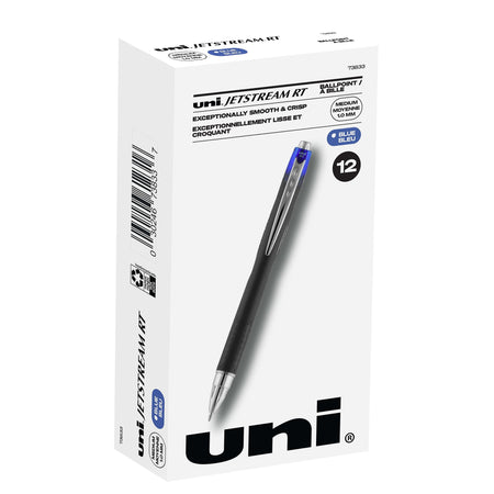 uni Jetstream RT Retractable Ballpoint Pen, Medium Point, 1.0mm, Blue Ink, Dozen