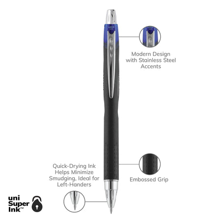 uni Jetstream RT Retractable Ballpoint Pen, Medium Point, 1.0mm, Blue Ink, Dozen