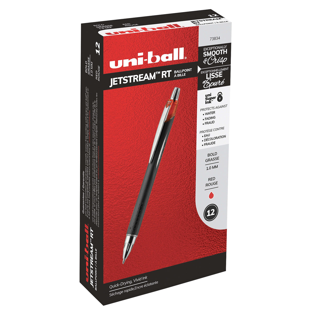 uni Jetstream RT Retractable Ballpoint Pen, Medium Point, 1.0mm, Red Ink, Dozen