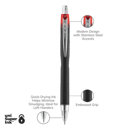 uni Jetstream RT Retractable Ballpoint Pen, Medium Point, 1.0mm, Red Ink, Dozen