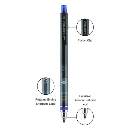 uni Kuru Toga Mechanical Pencil, 0.5mm, #2 Hard Lead